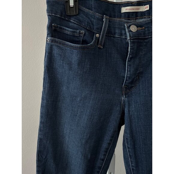 Polished Casual Levi’s Jeans 311 Shaping Skinny W29 L28 Dark Wash Raw Hem Ankle - Picture 12 of 15